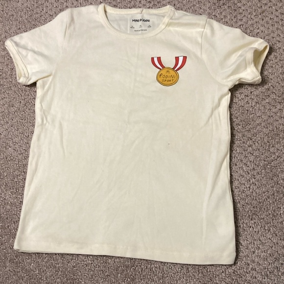 Mini Rodini Cream Short Sleeve Tee with Reindeer Design - Picture 2 of 9